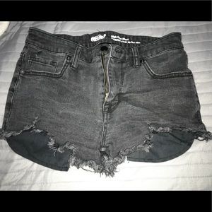 target brand, denim cut off shorts.